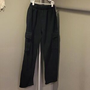 Women's Black Cargo Straight Leg Sweatpants